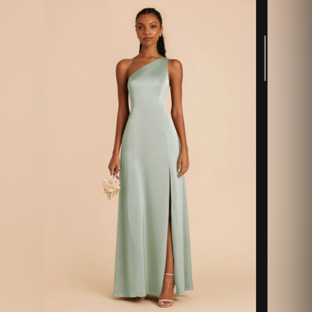 Birdy Grey Kira Matte Satin Sage Dress with Slit, Small